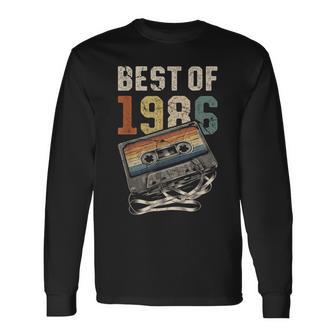 Best Of 1986 カセットテープ 40年 音楽 レトロ 誕生日 長袖Tシャツ - Kawaiitshirt