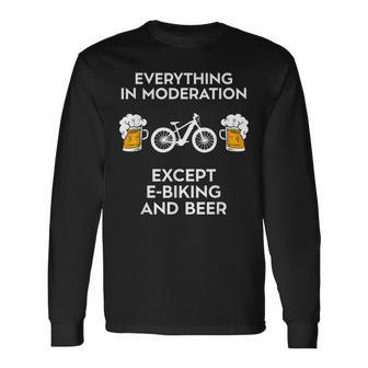 Bicicleta Eléctrica Divertida De La E-Bici Eléctrica Del Motorista De Mtb Y De La Cerveza Camiseta de manga larga - Regaloses