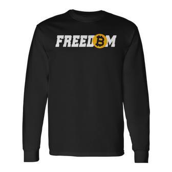 Bitcoin Freedom 暗号通貨 Btc 自由 ミリオネア ビットコインでお金持ち 長袖Tシャツ - Kawaiitshirt