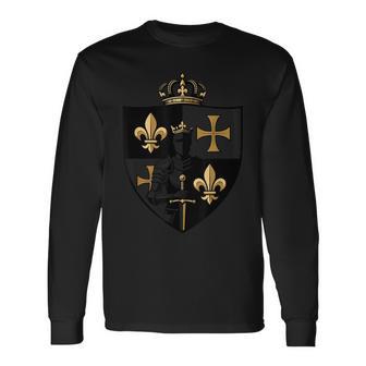 Blason Royal Français Chevalier Fleur De Lys Médiéval T-shirt à manches longues - Cadeauxyz