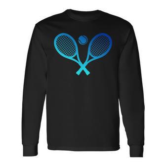 Blaue Tennisschläger Tennis Training Tennis Langarmshirts - Seseable