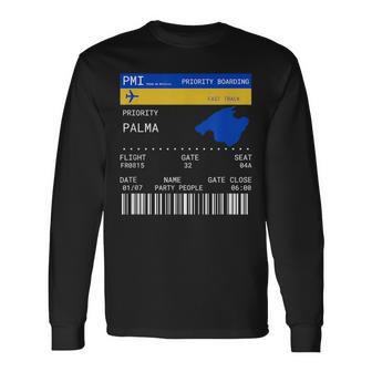 Bordkarte Pmi Flughafen Palma De Mallorca Party Reisen Langarmshirts - Seseable
