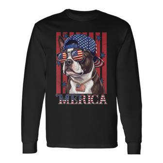 Boston Terrier Dog 250Th America Patriotic Usa 4Th Of July Long Sleeve T-Shirt - Thegiftio UK