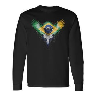 Brasil Flag Brazilian Pride Brasilian Roots Brazil Long Sleeve T-Shirt - Thegiftio UK