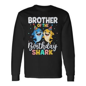 Brother Of Birthday Shark Party Family Birthday Boys Long Sleeve T-Shirt - Thegiftio UK