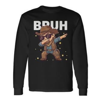 Bruh Cowboy Humoristique Pour Enfants Garçons Amoureux De L'ouest T-shirt à manches longues - Cadeauxyz