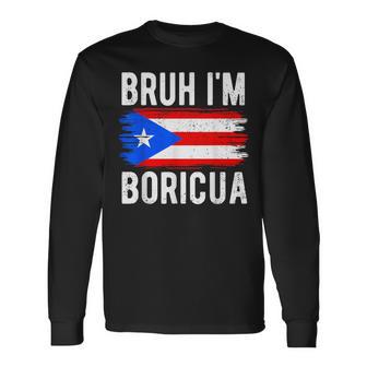 Bruh I'm Boricua Vintage Puerto Rico Boricua Boys Kids Long Sleeve T-Shirt - Thegiftio UK