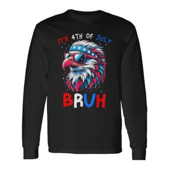 Bruh It's 4Th Of July Boys Kids Fourth Of July Bald Eagle Long Sleeve T-Shirt - Thegiftio UK
