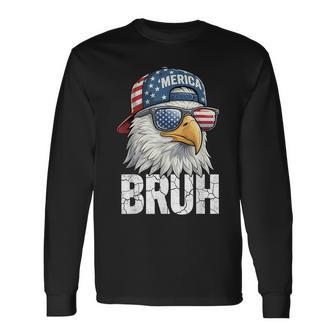 Bruh Merica Bald Eagle 4Th Of July Usa American Freedom Cool Long Sleeve T-Shirt - Thegiftio UK