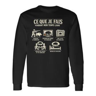 Cadeau Chasseanglier Humour Chasseur Gibier Temps Libre T-shirt à manches longues - Cadeauxyz