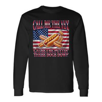 Call Me The Vet Hot Dog Meme Bootleg Retro Long Sleeve T-Shirt - Thegiftio UK
