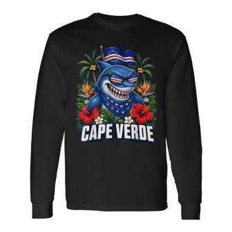 Cape Verde Flag Shark Cape Verdean Roots Cabo Verde Long Sleeve T-Shirt - Thegiftio UK