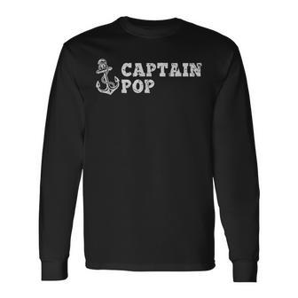 Captain Pop Sailing Boating Vintage Boat Anchor Long Sleeve T-Shirt - Thegiftio UK