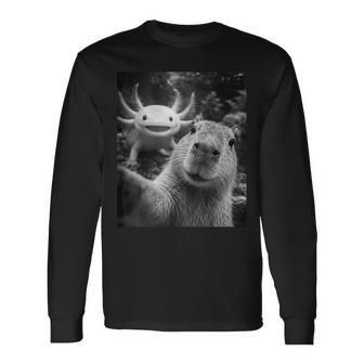 Capybara Axolotl Selfie Long Sleeve T-Shirt - Thegiftio UK