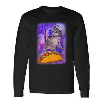 Cat Galaxy Flying Tacos Space Kitty Adventure Long Sleeve T-Shirt - Thegiftio UK