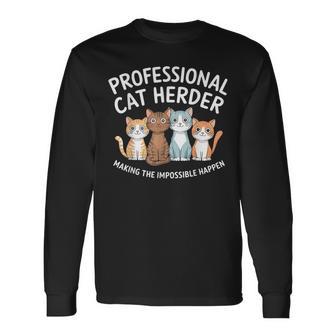 Cat Herding Champion Professional Cat Herder Long Sleeve T-Shirt - Thegiftio UK