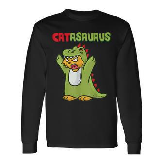 Catasaurus T-Rex Cat Kitten Dinosaur Feline Dino Dragon 長袖Tシャツ - Kawaiitshirt
