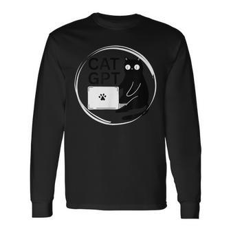 Catgpt Cat Lovers Cute Cat Tech Ingenieros De Gatos Nerds Ai Humor Camiseta de manga larga - Regaloses