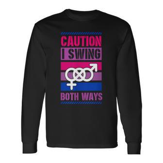 Caution Iwing Both Ways バイセクシャル プライド ジョーク 長袖Tシャツ - Kawaiitshirt