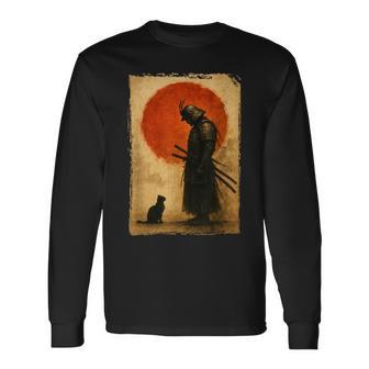 Chasseur Japonaisintage Et Art Chat Noir T-shirt à manches longues - Cadeauxyz