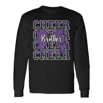 Cheer Brother Bow Sport Cheerleader Cheerleading Purple Long Sleeve T-Shirt - Thegiftio UK