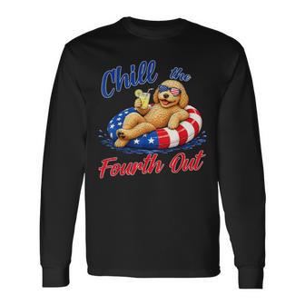 Chill The Fourth Out Goldendoodle 4Th Of July Long Sleeve T-Shirt - Thegiftio UK