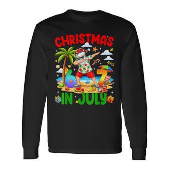 Christmas In July 67 Dabbing Santa Hawaiian Xmas Summer Kids Long Sleeve T-Shirt | Seseable UK
