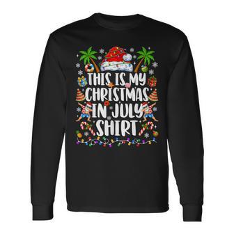 Christmas In July Santa Hat Summer Beach Vacation Xmas Long Sleeve T-Shirt - Thegiftio UK