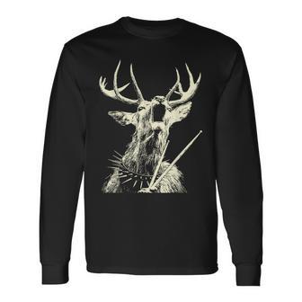 Ciervo Tocando La Batería Divertido Músico Animal Baterista Punk Rock Camiseta de manga larga - Regaloses