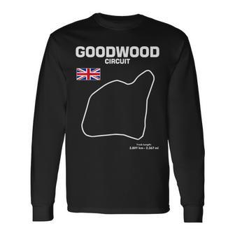 Circuito Famoso Esquema Goodwood Pista Carrera Fan Car Racing Camiseta de manga larga - Regaloses