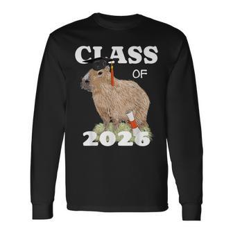 Class Of 2026 Graduation Capybara Animal Senior Graduate Long Sleeve T-Shirt - Thegiftio UK