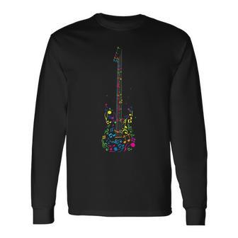 Clé Deol Notes De Musique L'instrument De Musique Guitare T-shirt à manches longues - Cadeauxyz