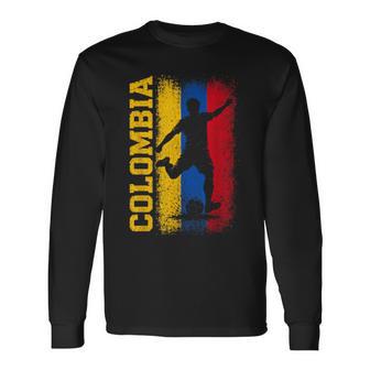 Colombia Soccer Vintage Flag For Colombian Football Boys Long Sleeve T-Shirt - Thegiftio UK