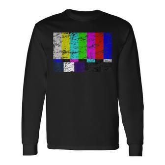 Color Bars Tv Test Pattern T Televisión Color Broadc Camiseta de manga larga - Regaloses