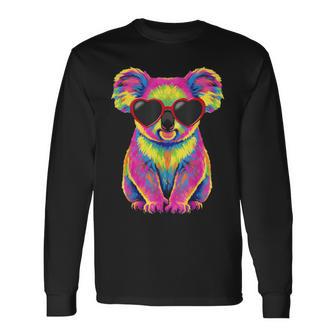 Colorful Cute Koala Heart Glasses Animal Graphic Kids Long Sleeve T-Shirt - Thegiftio UK