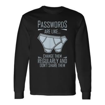 Computer Hacker La Contraseña Deeguridad Cibernéticaon Como Patatas Camiseta de manga larga - Regaloses
