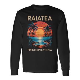 Coucher Deoleil Tropical Et Palmiers Fun Raiatea Polynésie Française T-shirt à manches longues - Cadeauxyz