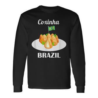 Coxinha 伝統的なブラジル料理 ブラジル国旗 長袖Tシャツ - Kawaiitshirt