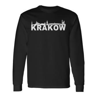 Cracovia Polonia Europa Ciudad Horizonteilueta Camiseta de manga larga - Regaloses