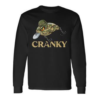 Cranky Crankbait Fishing Lure Camouflage Fathers Day Long Sleeve T-Shirt - Thegiftio UK