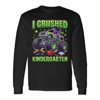 I Crushed Kindergarten Monster Truck Graduation Grad Boys Long Sleeve T-Shirt - Thegiftio UK