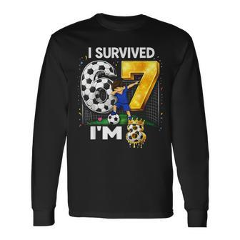 Dabbing I Survived 6 7 Soccer I'm 8 For Boys Kids Long Sleeve T-Shirt - Thegiftio UK