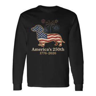Dachshund 250Th Patriotic Dog Fireworks Wiener Dog Long Sleeve T-Shirt - Thegiftio UK