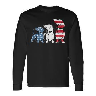 Dachshund Patriotic American Flag Dachshund 4Th Of July Long Sleeve T-Shirt - Thegiftio UK