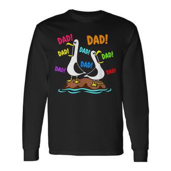 Dad Seagull Daddy Seagulls Fathers Day Humor Long Sleeve T-Shirt - Thegiftio UK