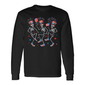 Dancing Skeleton Independence Day American 4Th Of July Long Sleeve T-Shirt - Thegiftio UK