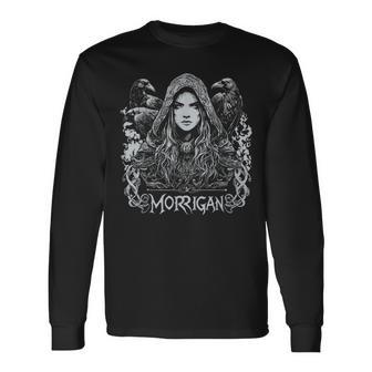 Dark Goddess The Morrigan ケルト女神 ダークペイガンレイヴン 長袖Tシャツ - Kawaiitshirt