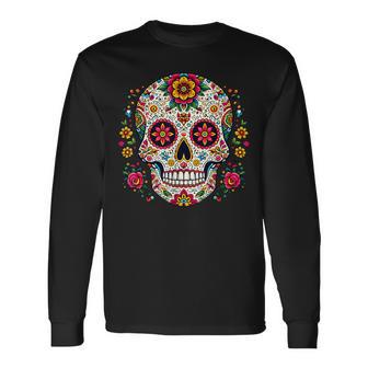 Day Of The Dead シュガースカル Dia De Los Muertos 長袖Tシャツ - Kawaiitshirt