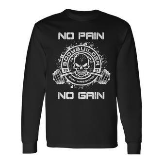 De Manga Corta Para Culturismo Diseño Con Texto No Pain No Gain Camiseta de manga larga - Regaloses