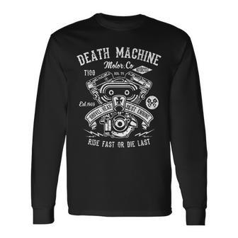Death Machine Ride Fast Or Die Last ビンテージtシャツ 長袖Tシャツ - Kawaiitshirt